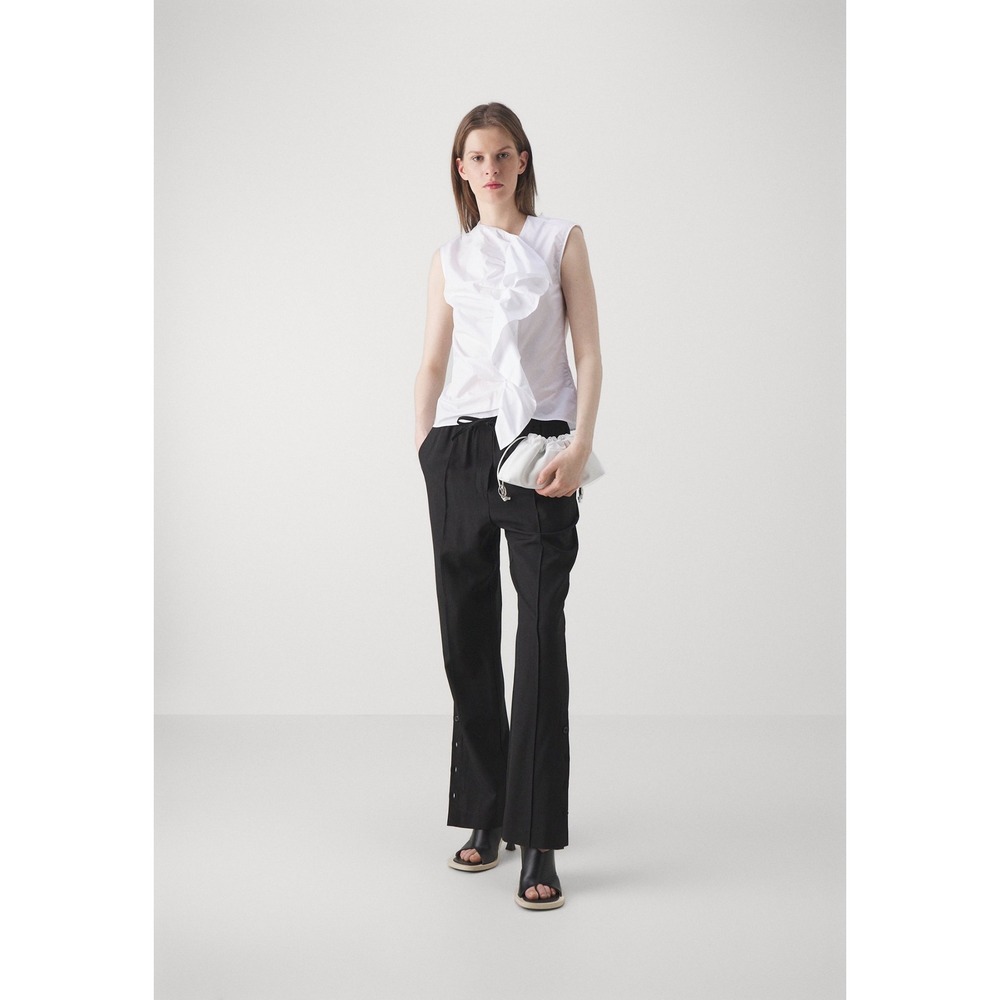 3.1 Phillip Lim Trousers Women M Wool Blend‎ Black Pull on Button Hem Minimalist